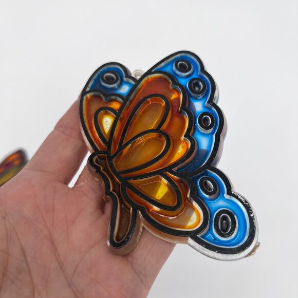 Lot of 3 Butterfly Suncatchers Stained Glass Look Colorful Window Decoration - Picture 5 of 6